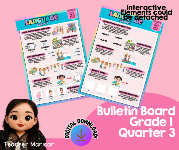 INTERACTIVE GRADE 1 THIRD QUARTER BULLETIN BOARD 5 SUBJECTS (GMRC, MAKABANSA, MATH, READING & LITERACY AND LANGUAGE) - Image 3