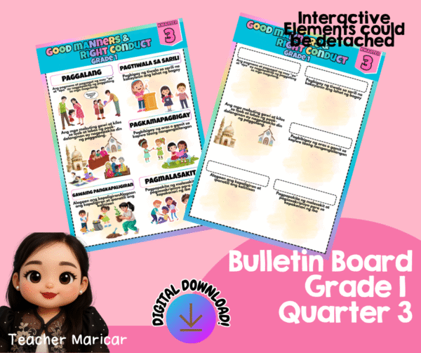 INTERACTIVE GRADE 1 THIRD QUARTER BULLETIN BOARD 5 SUBJECTS (GMRC, MAKABANSA, MATH, READING & LITERACY AND LANGUAGE) - Image 2