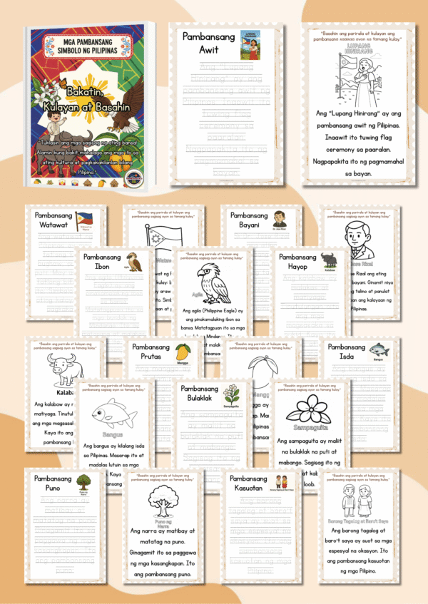15 Pambansang Sagisag Trace, Write and Color