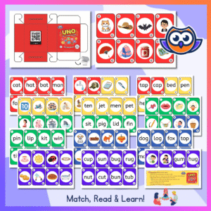 UNO cards CVC: Read, Match & Learn