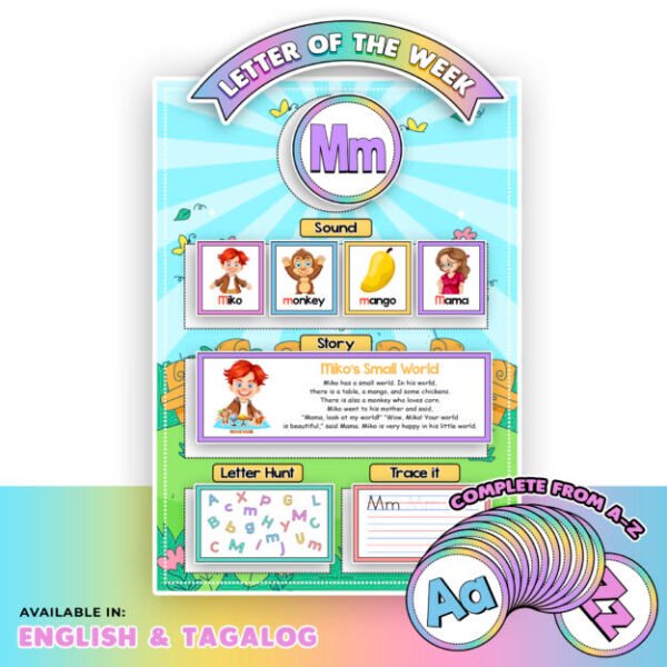 Letter of the Week Chart Complete from A-Z - Available in English and Tagalog