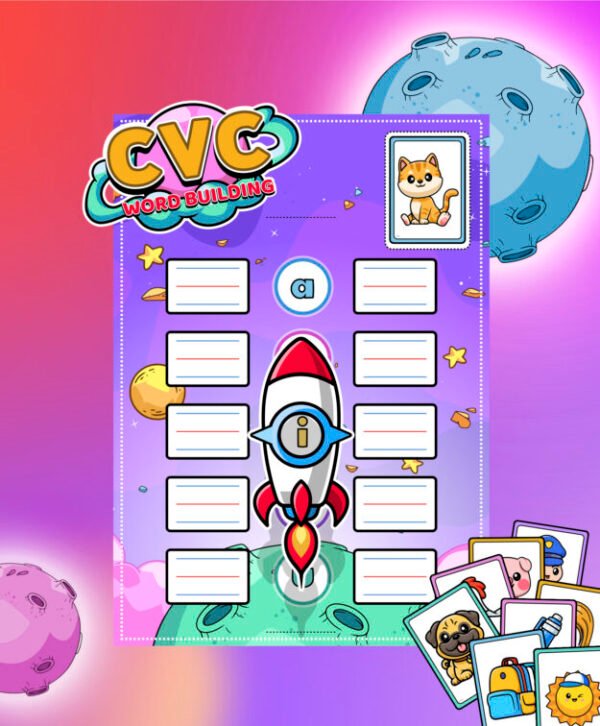 CVC Word Building Chart - Rocket Theme