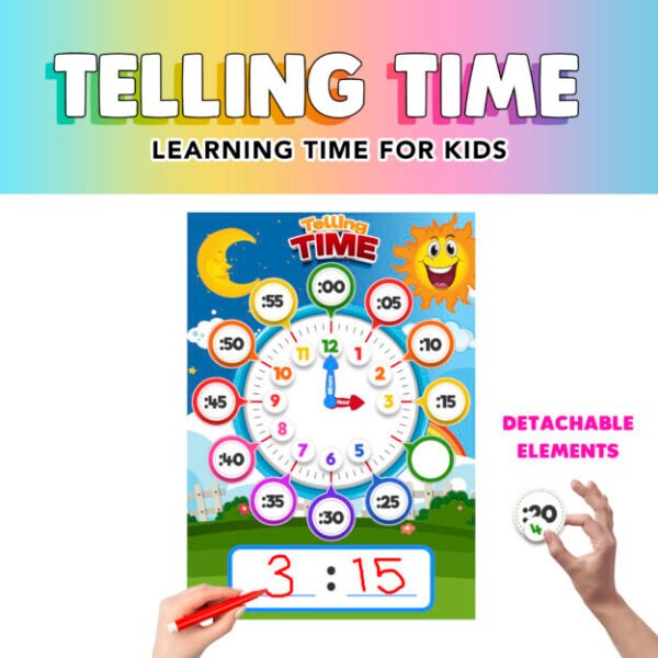 Learn to Tell Time Printable for Kids | Digital Download for Kindergarten & Early Grades