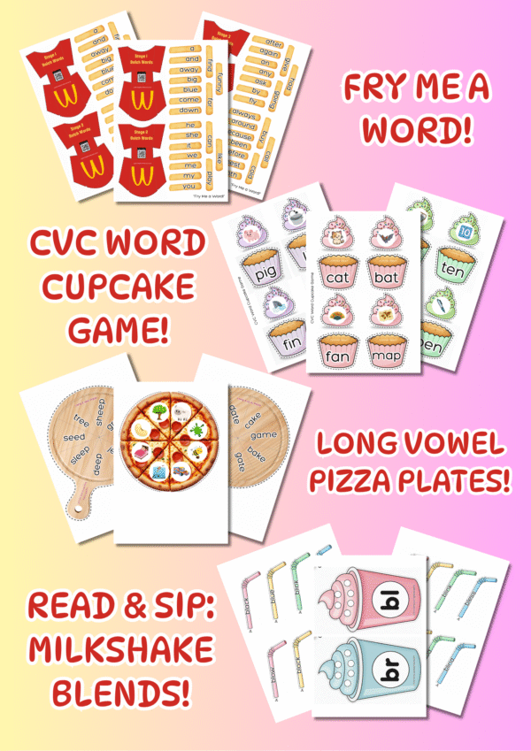 Fun Food Phonics Bundle – Interactive Reading Games for Kids