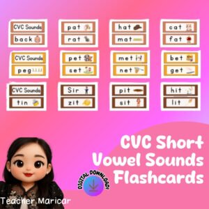 CVC SHORT VOWEL SOUNDS FLASHCARDS