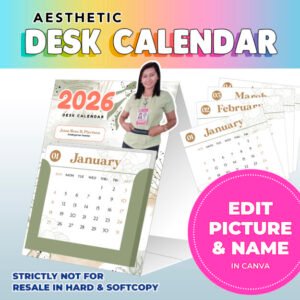 Aesthetic Design with Picture Design Desk Calendar 2026 - Softcopy Only