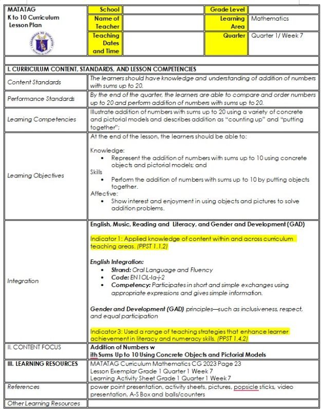 Classroom Observation Lesson Plan Q1