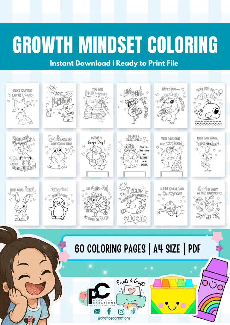 Growth Mindset Coloring Pages for Kids | 60 Pages Printable Coloring ...