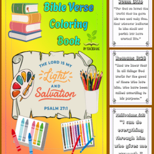 Bible Verse Coloring Book for Kids | 100 Printable Scripture Memory Pages | Christian Education Digital Download
