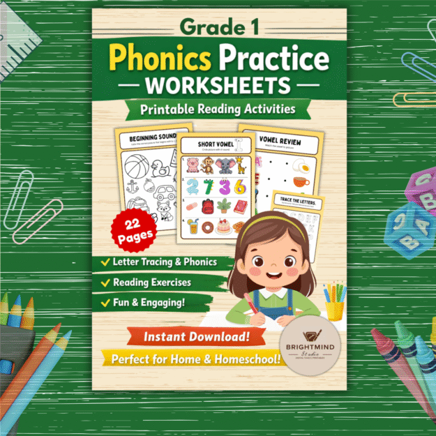 Grade 1 Phonics Practice Worksheets – Printable Reading Activities