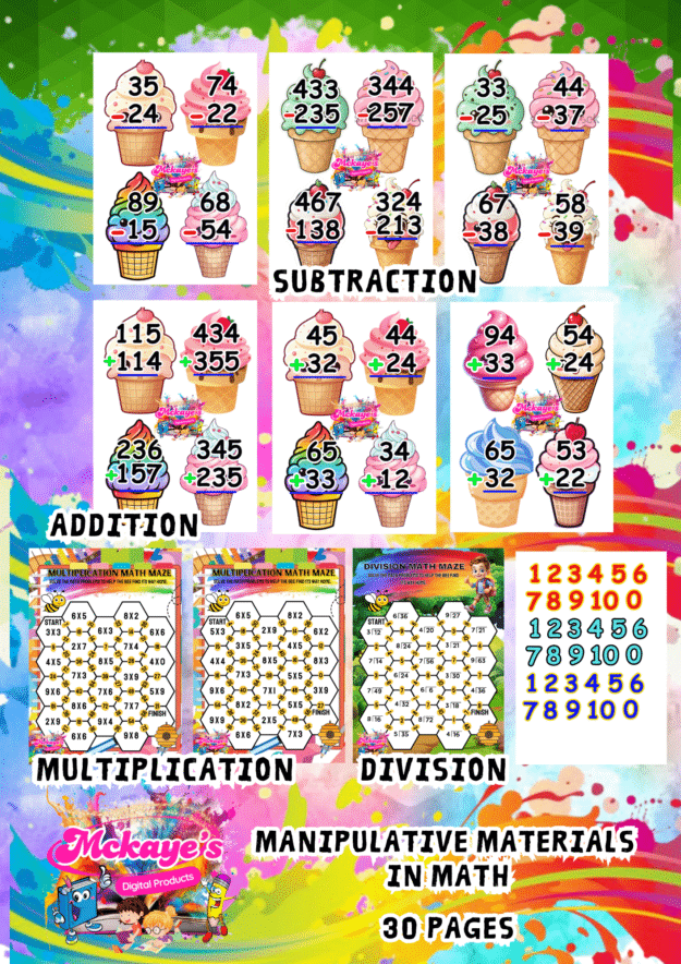 Manipulative Materials in Mathematics, Addition, Subtraction, Multiplication, Division
