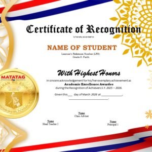 Certificates of Honors 2025-2026