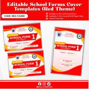 DepEd School Forms Cover Templates (Red) – Editable PowerPoint SF1–SF10 Binder Covers