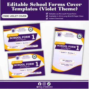 DepEd School Forms Cover Templates (Violet) – Editable PowerPoint SF1–SF10 Binder Covers