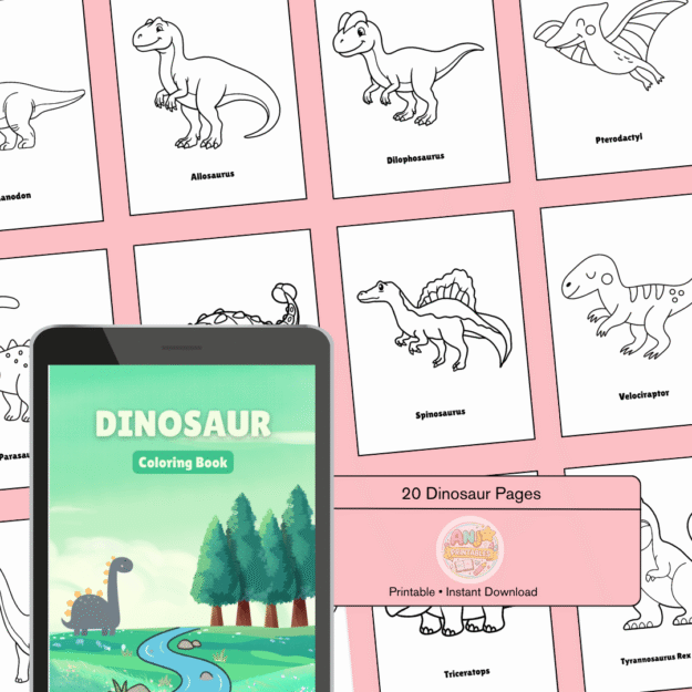 Dinosaurs Coloring Book for Kids (20 Pages)