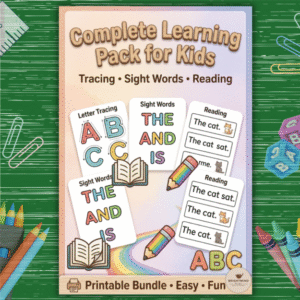 Complete Learning Worksheets Bundle for Kids (Tracing + Sight Words + Reading)