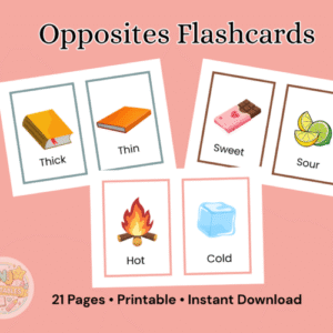Opposites Flashcards for Kids (21 Pages)