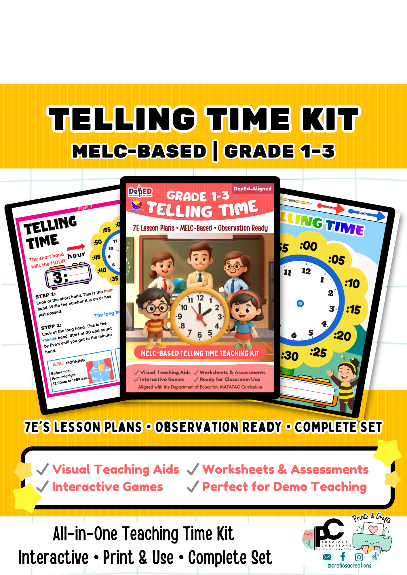 Melc Based Telling Time Teaching Kit Grade 1 3 Math 7e S Lesson