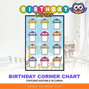 Birthday Corner Chart - Flower Themed - Classroom Decors - Colorful