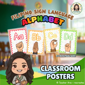 Filipino Sign Language Alphabet Poster - Colorful Classroom Decor by riecreates