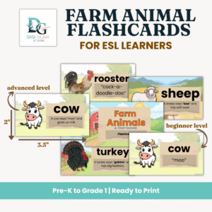 Farm Animal Flashcards ESL Printable | Sounds & Sentences