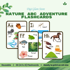 ABC Nature Adventure Flashcards | A–Z Alphabet Cards | 4.5 x 6 Printable | ESL & Early Learning Resource | Kids Ages 3–8