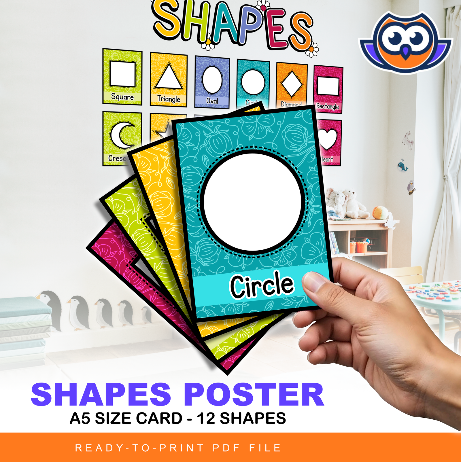 Shapes Poster - Flower Themed - Classroom Decors - Colorful