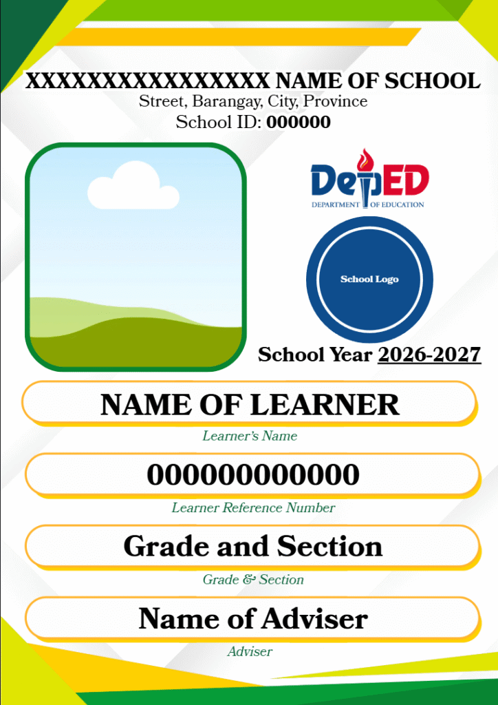 DepEd Learner School ID Template in PPTX Format - Kaguro Ph
