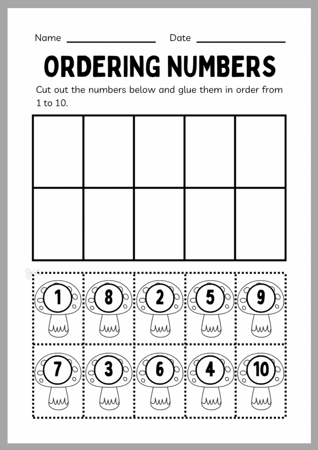 Ordering Numbers (Cut and Paste Activity) - Kaguro Ph