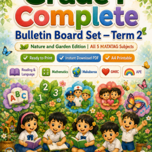 Grade 1 Complete Bulletin Board Set | Term 2 | Nature and Garden Edition | All 5 MATATAG Subjects | Bilingual | A4 Printable | SY 2026–2027