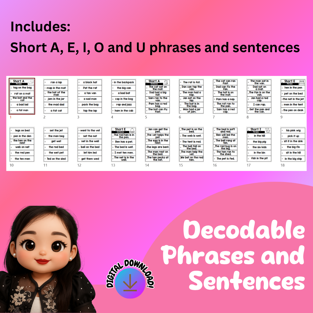 DECODABLE PHRASES AND SENTENCES FOR BEGINNING READERS - Image 6
