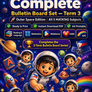 Grade 1 Complete Bulletin Board Set | Term 3 | Outer Space Edition | All 5 MATATAG Subjects | Bilingual | A4 Printable | SY 2026–2027