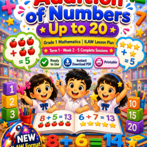 Grade 1 Math | Addition of Numbers Up to 20 | ILAW Lesson Plan | MATATAG Aligned | Term 1 Week 2 | With Workbook and Assessment | Printable PDF