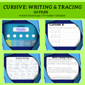 Cursive: Writing & Tracing | 63 Files | Printable