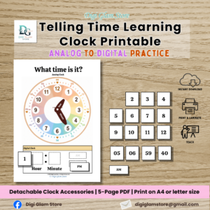 Telling Time Learning Clock Printable | Analog to Digital Practice