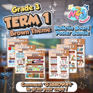Grade 3 Bulletin Board Poster Set – Term 1 (BrownTheme) | MZJ Creatives