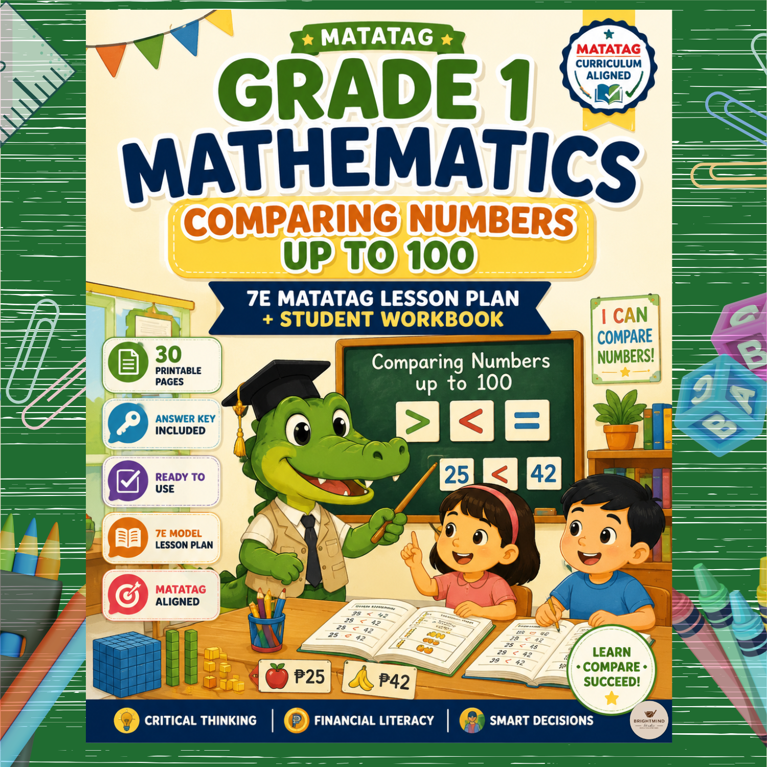Grade 1 Math Lesson Plan – Comparing Numbers Up to 100 (7E MATATAG + Student Workbook)