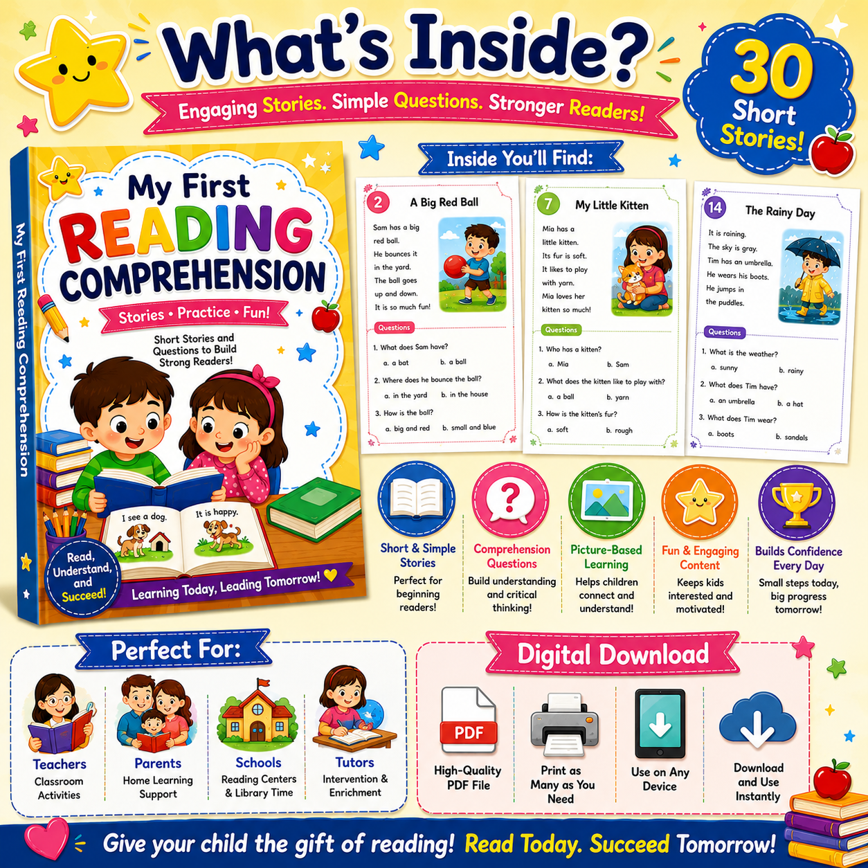 READING COMPREHENSION 30 STORIES WITH COMPREHENSION QUESTIONS - Image 2