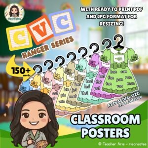 CVC Words per Family (over 150+ words!)- Hanger Series - Colorful IMs - Dress Design by riecreates