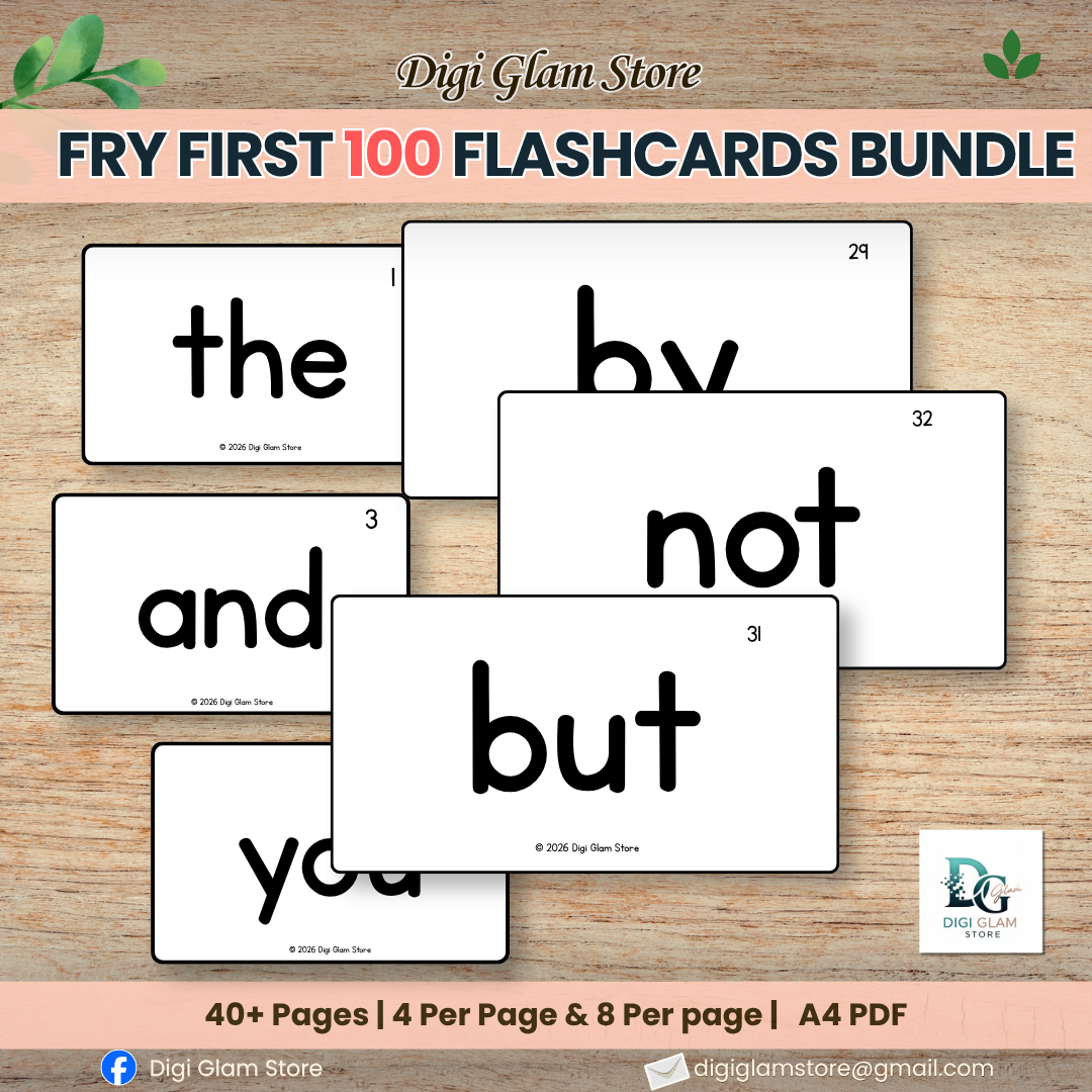 Fry First 100 Sight Words Flashcards Bundle | Printable PDF | ESL & Reading Resource | Grades K-3
