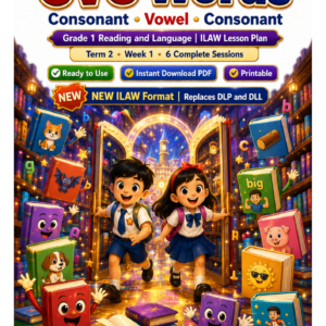 Grade 1 Reading and Language | CVC Words | ILAW Lesson Plan | MATATAG Aligned | Term 2 Week 1 | With Workbook and Assessment | Printable PDF