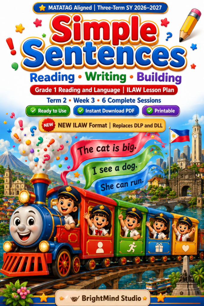 Ilaw Example Grade 1 Reading and Language | Simple Sentences | ILAW Lesson Plan ...