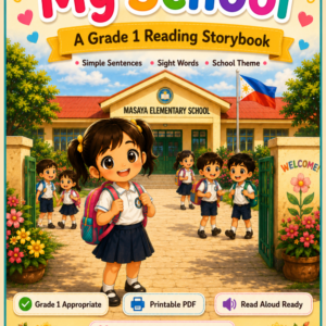 Grade 1 Printable Storybook β My School | Reading Comprehension, Vocabulary & Coloring Activity | Printable PDF