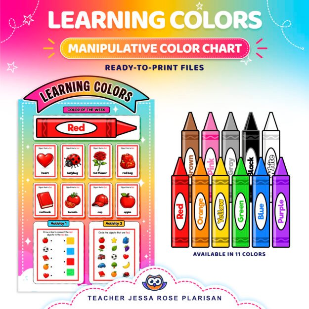 LEARNING COLORS - MANIPULATIVE COLOR CHART - KINDERGARTEN