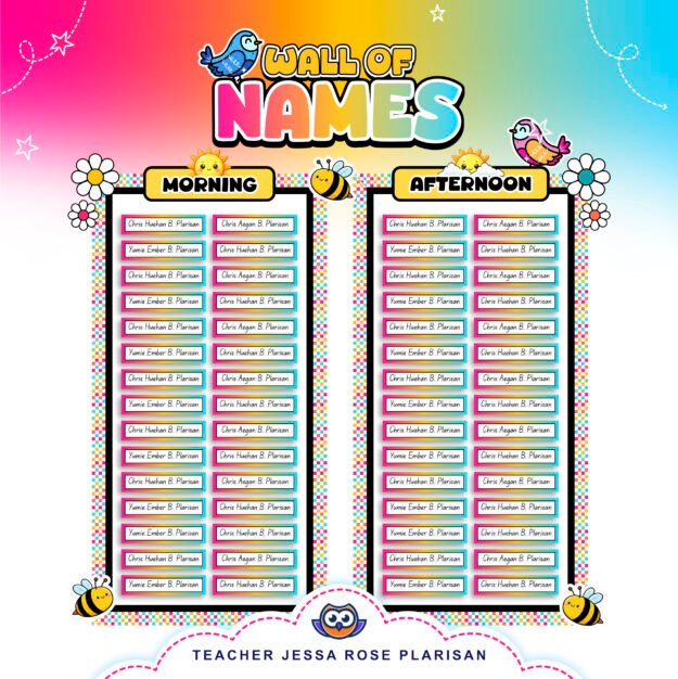 Personalized Kindergarten Wall of Names Display - Learn to Write Your Name