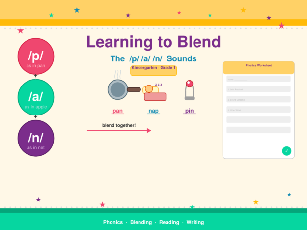 Learning to Blend: The /p/, /a/, /n/ Sounds – Phonics Worksheet