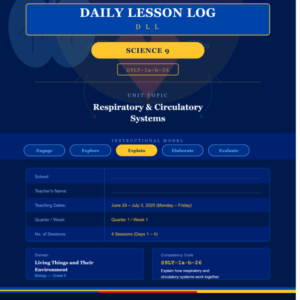 Grade 9 Science Daily Lesson Plan: Respiratory & Circulatory Systems