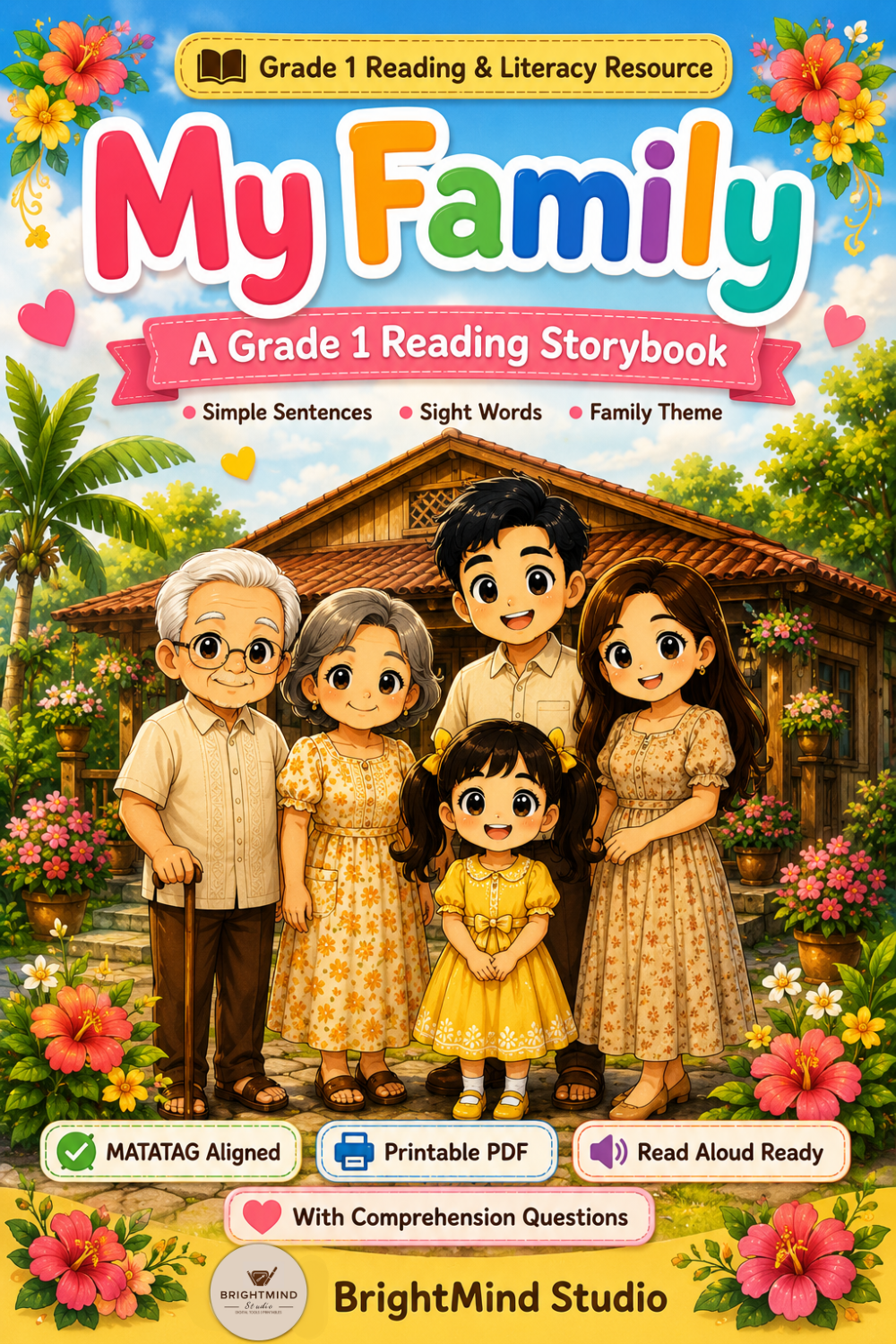 Grade 1 Printable Storybook – My Family | Reading Comprehension, Vocabulary & Coloring Activity | Printable PDF