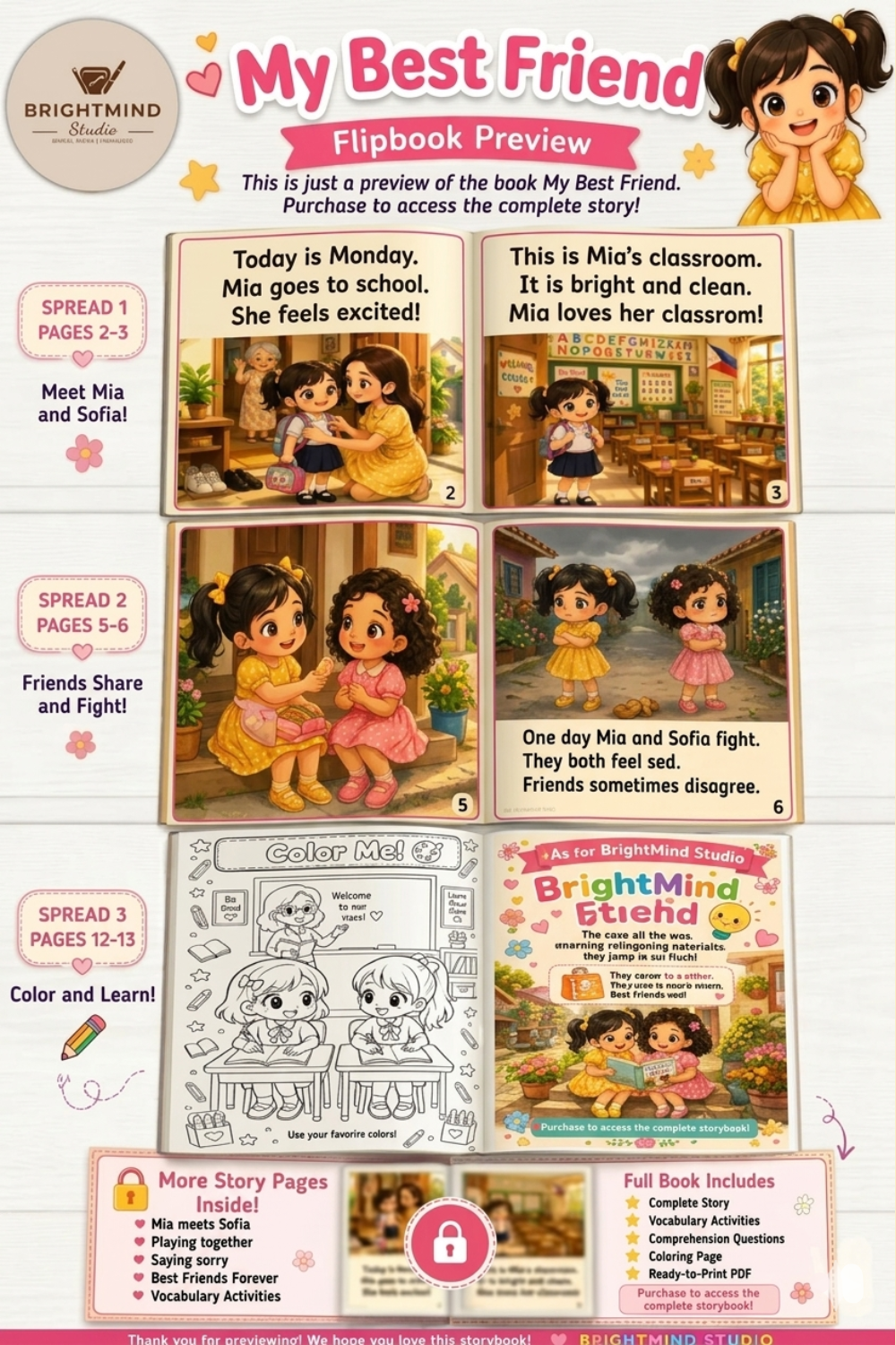 Grade 1 Printable Storybook ā My Best Friend | Reading Comprehension, Vocabulary & Coloring Activity | Printable PDF - Image 2