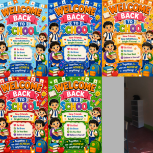 7 DIFFIRENT COLORS WELCOME BACK TO SCHOOL Door Banner Template -Ready to Print Excel File